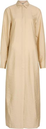 Toteme Crinkled Silk-blend Maxi Shirt Dress - Stone - 42 (UK14 / L)
