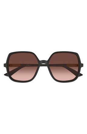 Chlo&eacute; 55mm Gradient Geometric Sunglasses in Grey at Nordstrom