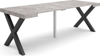 Skraut Home Mesa Consola Extensible, Mesa Comedor Plegable, 220, Para 10 Comensales, Patas Madera Maciza, Estilo Moderno, Gris Cemento - Skraut Home