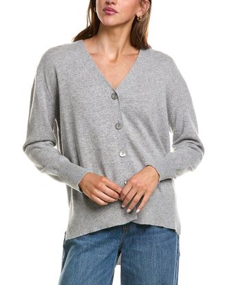 Fort&eacute; Cashmere Hi-Low Easy Button 100% Cashmere Cardigan