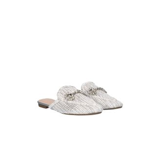 Ex&eacute; Womens Yt-4 Raffia Flat Slide In Silver