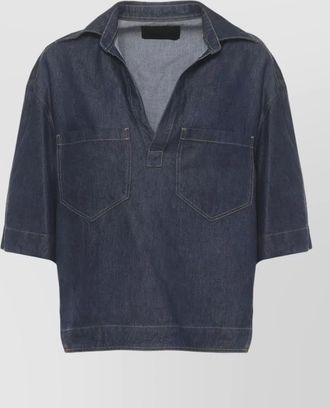 Dondup denim v-neck short-sleeve shirt