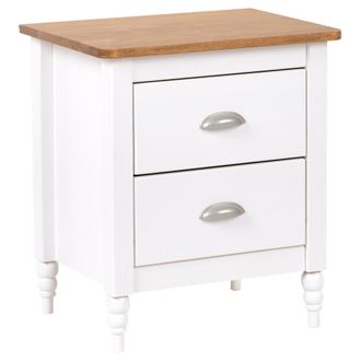 Beliani Beliani - Mesita De Noche Moderna Retro Mesilla 2 Cajones Madera Clara Y Blanco Shillington