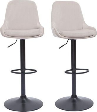 Miliboo Set De 2 Taburetes De Cocina De Dise&ntilde;o Ajustables 360&ordm; De Terciopelo Topo Y Metal Negro Holo