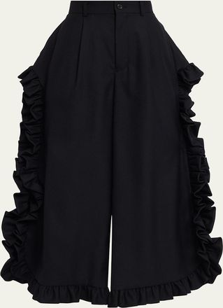 Comme Des Gar&ccedil;ons Ruffle Button-Side Wide-Leg Ankle Pants