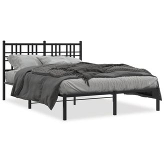 Berkfield Home Metal Bed Frame without Mattress with Headboard Black 120x190cm | Size: 120x190 cm