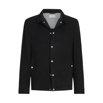 Brunello Cucinelli Lichtgewicht Kasjmier Flanellen Jack - Heren - Jassen - Zwart - Maat: 2XL Flanel