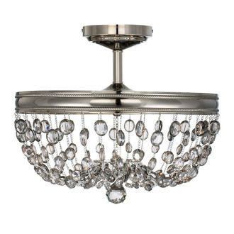 Loops 3 Bulb Semi Flush Light Highly Polished Nickel Finish LED E14 60W Bulb in Metallics