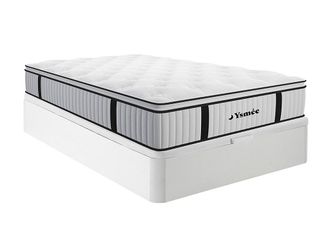 Vente-Unique Set 160x200cm rete vano Bianco + mater. molle insacch. topper integrato sp. 28cm - AMERICAN DREAM di YSM&Eacute;E