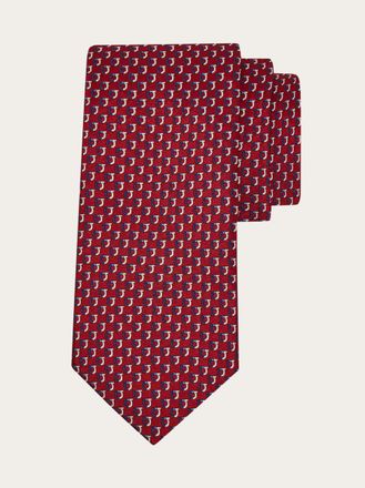 Ferragamo Men Bicolor Gancini jacquard tie Red