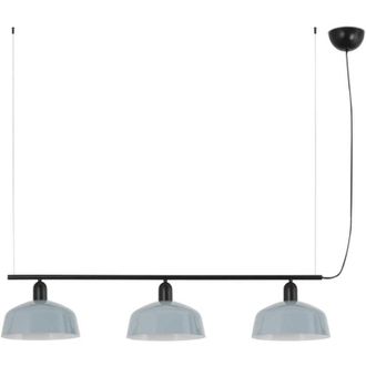 Faro Barcelona Faro Tatawin L&aacute;mpara De Techo Colgante De Barra Mediana, Color Negro Y Azul Gris&aacute;ceo Brillante, 3 Bombillas E27
