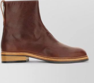 Our Legacy leather ankle boots pull tab round toe