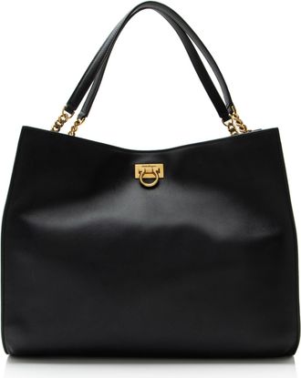 Ferragamo Leather Trifolio Gancio Square Tote