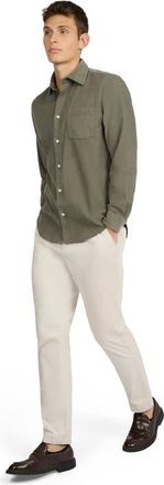 Onia Micro Cord Long Sleeve Button Down in Dark Sage at Nordstrom, Size X-Large L