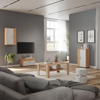 Vicco Conjunto De Sal&oacute;n Berno, Roble Dorado/blanco, Juego De 3 Piezas, Vicco