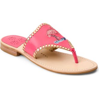 Jack Rogers Embroidered Flamingo Sandal in Hot Pink Multi at Nordstrom, Size 11
