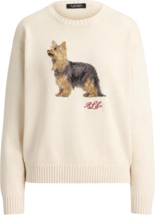 Ralph Lauren Jersey de Yorkshire Terrier de punto Intarsia - Knitwear - Mujer - Beige - XS