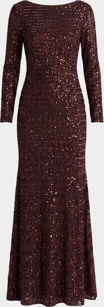 Mac Duggal Grid Embellished A-Line Gown