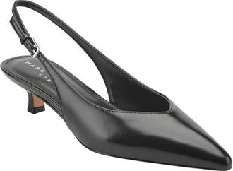 Marc Fisher Luciey Slingback Pointed Toe Kitten Heel Pump in Black at Nordstrom, Size 5.5