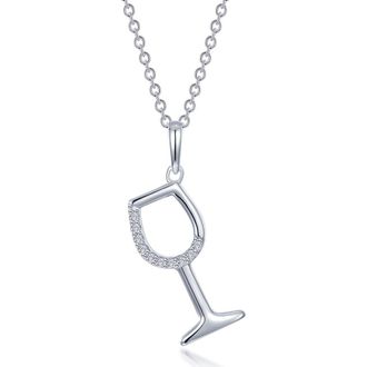 Lafonn Simulated Diamond Wine Glass Pendant Necklace in Silver at Nordstrom Rack