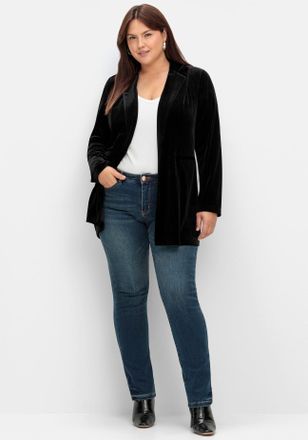 Sheego Jackenblazer SHEEGO Jackenblazer, Damen, Gr. 40, schwarz, 92% Polyester, 8% Elasthan, Blazer Jackenblazer