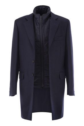 Fay Mens Double Coat In Wool And Cashmere Cloth - Navy - Size 2XL