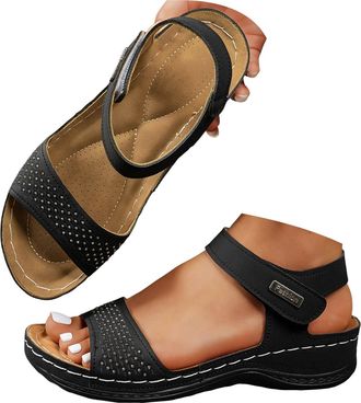 Generic Womens Hiking Sandals Comfortable Walking Sandals Women Summer Dressy Sport Breathable Arch Support Orthopedic Wedge Sandals Leather Open Toe Ankler S