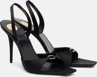 Saint Laurent Daisy 95 embellished crepe satin sandals