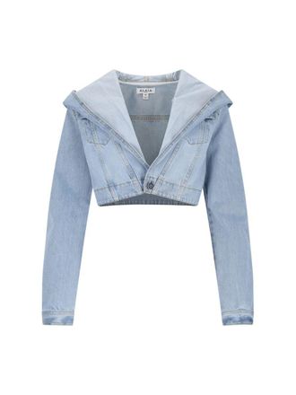Alaia Hooded Cropped Denim Jacket