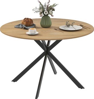 HOMCOM Homcom Tavolo Rotondo Da Pranzo Stile Industriale Con Gambe A Croce &Oslash;120x75 Cm