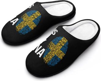 Generic Its In My DNA Sweden Flag Mens Cozy Cotton Slippers with Memory Foam Lightweight Anti-skid House Shoes for Indoor Outdoor