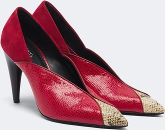 Isabel Marant Luza suede-trimmed snake-effect leather pumps