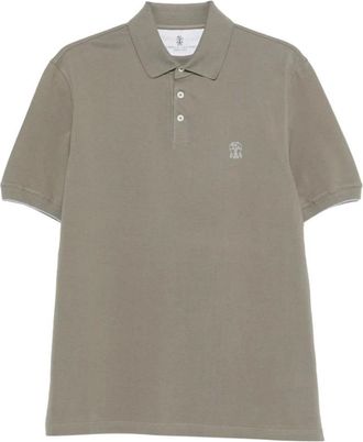 Brunello Cucinelli Tops, Heren, Groen, 2Xl, Katoen, Polo shirt met geborduurd katoenen logo