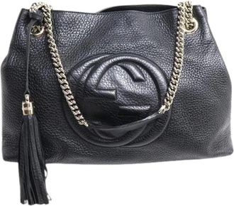 Gucci Pre-owned Soho Interlocking G Tote Bag - Dames - Vintage Schoudertas - Zwart - ONE Size - Leer - Vintage