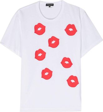 Comme Des Garçons lips-patches jersey T-shirt - men - Nylon/Polyester - L - White