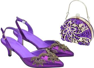 Generic Women Shoes And Bags Set Nigeria Party Full Rhinestoness Decoration Metal Closure Shoes For Party Pumps