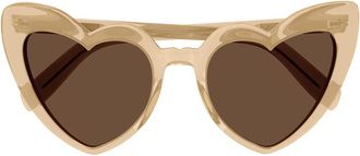 Saint Laurent Heart-Shaped Sunglasses - Beige