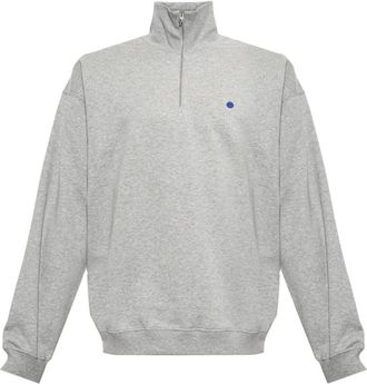 Jil Sander Sweatshirt met opstaande kraag - Heren - Vesten met rits - Grijs - L - Katoen - Hoodies & sweatvesten