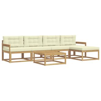 vidaXL Conjunto De Sof&aacute;s De Exterior 6 Pcs Blanco Y Crema Vidaxl