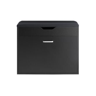 SoBuy Sobuy - Banco Zapatero Con 1 Solapa Para Entrada Banco De Almacenamianto Con Coj&iacute;n Acolchado De Asiento 60 X 30 X 50 Cm Negro Fsr95-sch Es