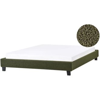 Beliani Beliani - Letto matrimoniale in boucl&eacute; verde scuro con rete a doghe 160 x 200 cm Roanne
