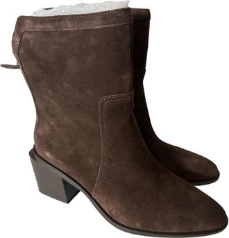 Vince Camuto 0304VC1078 Womens Brown Suede Pointed Toe Mid-Calf Boots HAWK523