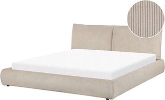 Beliani Waterbed Corduroy VINAY 180 x 200 cm (EU Super King) Taupe