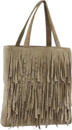 Chanel Pre-owned Tote Bags, female, Beige, Size: ONE SIZE Pre-owned Vintage Suede Hand Bag