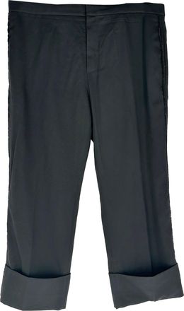 Ann Demeulemeester Straight-Leg Cuffed Hem Trousers in Black Wool