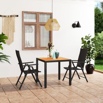 vidaXL Juego De Comedor Para Jard&iacute;n 3 Piezas Negro Y Marr&oacute;n Vidaxl