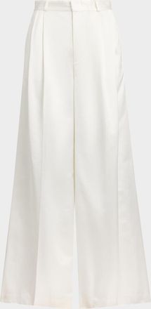 Polo Ralph Lauren Cotton-Viscose Satin Wide-Leg Pants