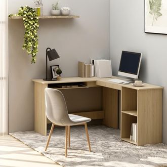 Berkfield Home L-Shaped Corner Desk Sonoma Oak 120x140x75 cm Engineered Wood in Brown | Size: 120 x 140 x 75 cm