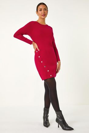 Roman Side Button Detail Knitted Dress