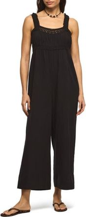 Lucky Brand Lace Yoke Jumpsuit in Caviar at Nordstrom, Size Xx-Large